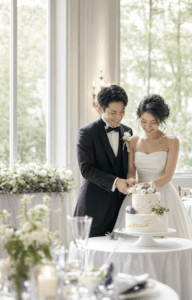 披露宴を迎える新郎新婦